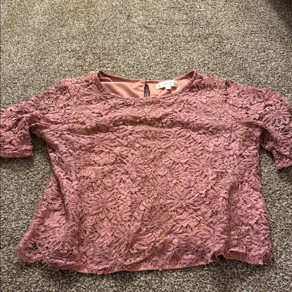 Nanette Lepore Lace Blouse in Dusty Rose